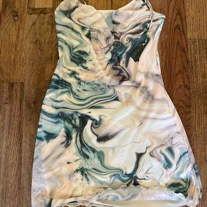 Stradivarius Marble Print Mini Dress - Size Small